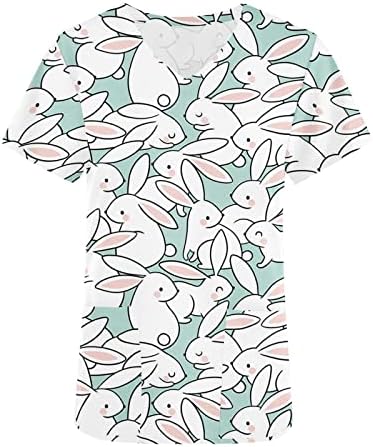 חולצות קיץ לנשים 2023 חג הפסחא מודפס גרפי עם שרוול קצר חולצות חוף רופפות מדי יום
