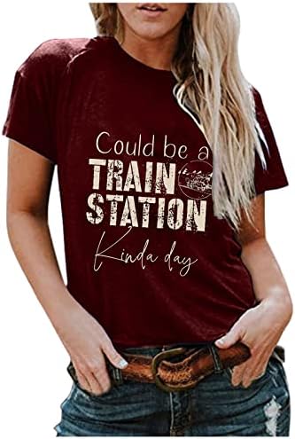 טיז קיץ לנשים רכבת רכבת חובבי קטר חולצה מכתב הדפס רכבת