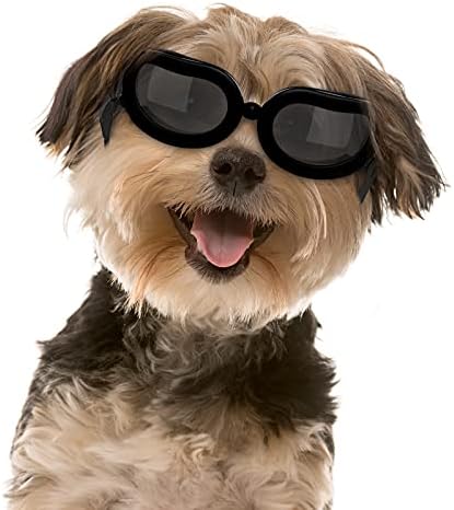 משקפי שמש של כלב פאוואבו, משקפי כלבים קטנים עם רצועה מתכווננת, אטום רוח אטום לרוח אטום לרוח כוסות