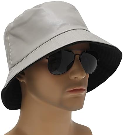 זליק יוניסקס אופנה דלי כובע עור מפוצל גשם כובע עמיד למים דייגים כובע