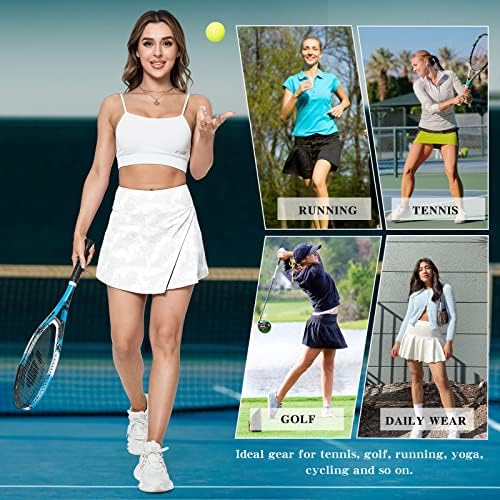 חצאיות טניס בגזרה גבוהה לנשים פייקסיאנג, 3 כיסים ספורט גולף ספורט ריצה מזדמן אימון ספורט פעיל ורוד