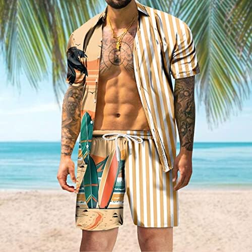 גברים חליפות גברים קיץ אופנה פנאי הוואי חוף ים חג חוף דיגיטלי 3 ד הדפסה קצר שרוולים חולצה מכנסיים קצרים