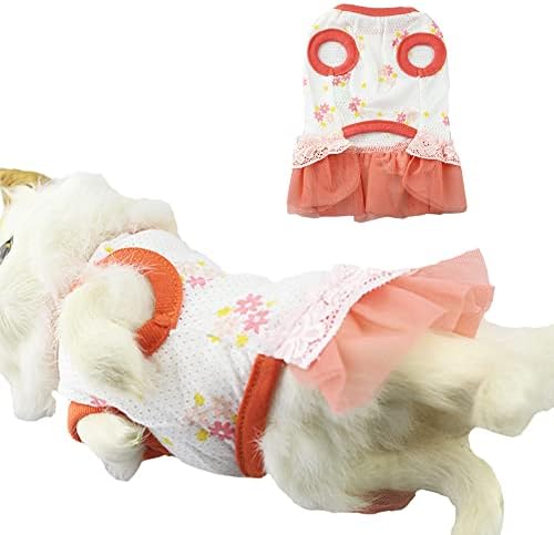 חצאית כלבים של אניאק XXS עם דפוס פרחים שושן חתול שמלת ארנב תלבושות תלבושות גור תחרה טוטו חצאית יורקי