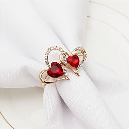 XJJZS 12 יחידות/אדום כפול אהבה מפית מפית יהלום מפית מתכת מפית טבעת טבעת חתונה מפלגת שולחן פיות קישוט