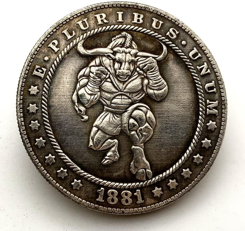 1881 נדודים מטבע שור שטן פליז ישן כסף מדליית בעלי החיים לשחק קסם נחושת כסף מטבע אתה הנצחה מטבע