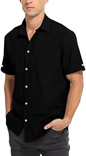 Yhaiogs חולצות פולו גברים שרוול קצר עם כיס 1.02 כותנה כותנה בכושר רגיל שרוול קצר חולצה הוואי מזדמנת