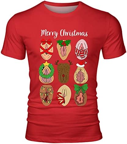 חולצות טריקו של שרוול קצר של ווקאצ'י לחג המולד לגברים, תחפושות חג מכוערות חג המולד אימון גרפי מצחיק