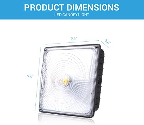 טכנולוגיות LED Parmida מתקן תאורה, אור חופה LED, מוסך, 45W, 0-10V לעומק, 110-277VAC, IP65 אטום