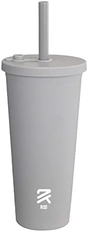 מוט BPA קיר כפול חינם BPA כוס תה חינם עם קש 24 גרם תכלת