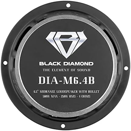 רמקול דילום שחור DIA -M6.4B רמקול - 6.5 , בינוני עם כדור, 500 וואט מקסימום, 250 וואט RMS, 4 אוהם - רמקולים