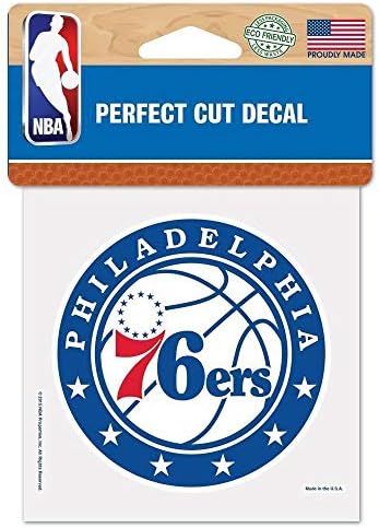 Wincraft NBA Philadelphia 76ers 4x4 מדבקות צבע מושלמות, צבעי צוות, גודל אחד