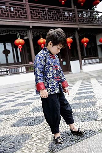 הויי תלבושת סינית בגדי טאנג לבנים ז'קט אדום מסורתי CNY תלבושת דרנגון צמרות ילדים Hanfu מעיל