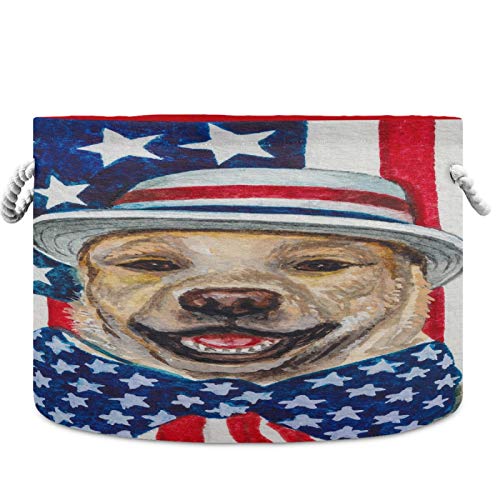 סל אחסון Visesunny סל כלב דגל אמריקאי משתלת סלסלת סל סלסול צעצועים מארגן אחסון צעצועים קופסת