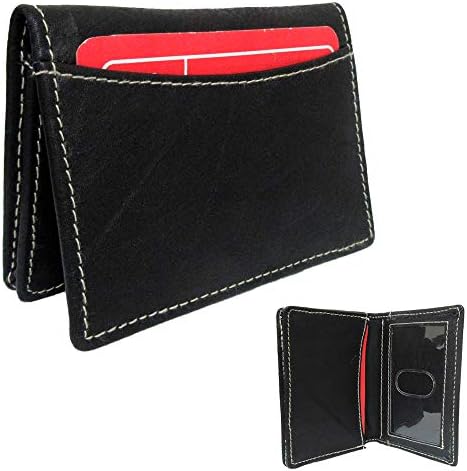 1 אמיתי עור אשראי כרטיס מזהה כרטיסי ביקור מחזיק קדמי כיס ארנק שחור