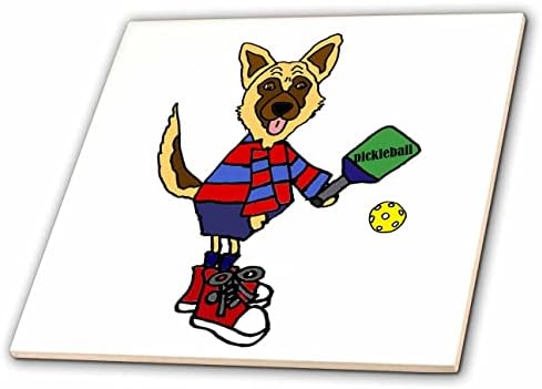 3רוז מצחיק כלב רועה גרמני חמוד משחק קריקטורה ספורט פיקלבול-אריחים
