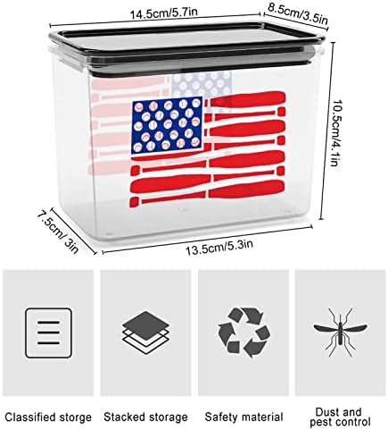 אמריקאי בייסבול דגל פלסטיק אחסון תיבת מזון אחסון מכולות עם מכסים אורז צנצנת אטום דלי למטבח ארגון