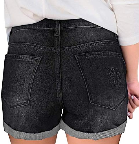 מכנסיים קצרים של ג'ינס ג'ינס גלגל שולי מכנסי ג'ינס קרועים במותניים מכנסיים קצרים במצוקה מכנסיים קצרים בקיץ מכנסיים