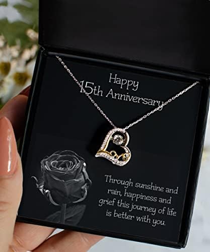 מתנת שרשרת יום השנה ה -15 לחגיגת חתונה אשה מתנת תכשיטים מכסף סטרלינג מתנה עבורה