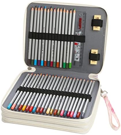 LBXGAP 120 חריצים מארגן תיק עיפרון עם רוכסן לעפרונות צבעי מים פריזמקולור, עפרונות צבעוניים, עפרונות מרקו,