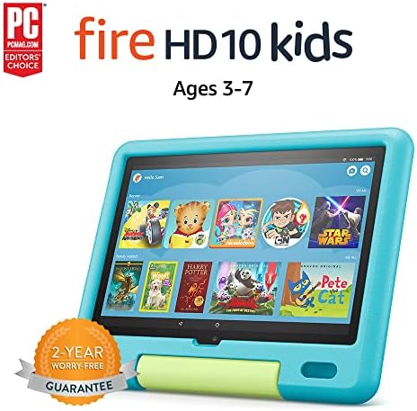 Fire HD 10 טבליות לילדים, 10.1 , 1080p מלא HD, בגילאי 3–7, 32 ג'יגה -בייט, אקוומרין