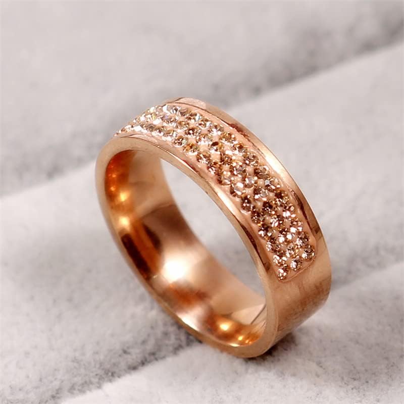 קולסו רוז זהב המותג המפורסם זירקון טבעת 8 מ מ חצי מעגל שלוש שורות קריסטל 316 ליטר טבעות אצבע