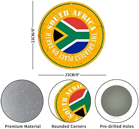 שלט פח מתכת עגולה לוח פטריוטי דרום אפריקה דגל קאנטרי המקום הגדול ביותר על כדור הארץ מוטות במצוקה שלט דלת וינטג