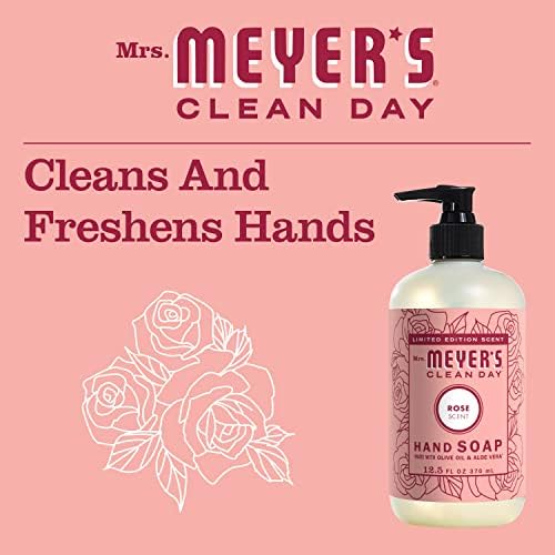 סבון הידיים של גברת מאייר, עשוי משמנים אתרים, פורמולה מתכלה, ורד במהדורה מוגבלת, 12.5 פלורידה.