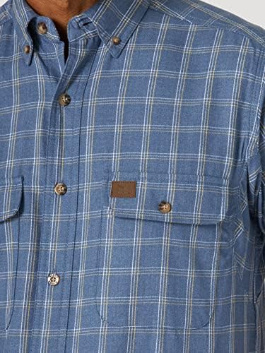 Wrangler Riggs Workwear's Work's Short שרוול קצר של שרוול משובץ כפתור על חולצת עבודה