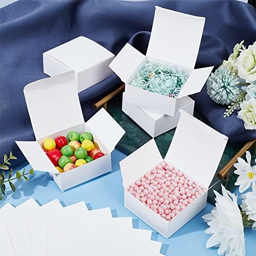 פנדהול 30 יחידות קופסת מתנה לבנה, 3. 5 על 3.5 על 1.5 אינץ ' קופסת נייר קראפט אריזת קופסא קרטון לטובת קופסאות