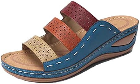 משקפי מגלשות טריז לנשים לנשים פלטפורמה רומית אורטופדית רצועת רצועת נעליים צבעוניות קיץ סנדלי חיצוניות