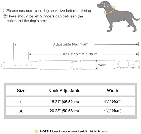 Beirui מסמרת מסמרת צווארון עור משובץ עם חומרת זהב ורדים - צווארונים כלבים רחבים כבדים לכלבים גדולים בינוניים