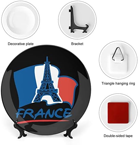 צרפת דגל מגדל אייפל עצם קרמיקה סין צלחות דקורטיביות עם צלחות ארוחת ערב של קישוטים תלויים