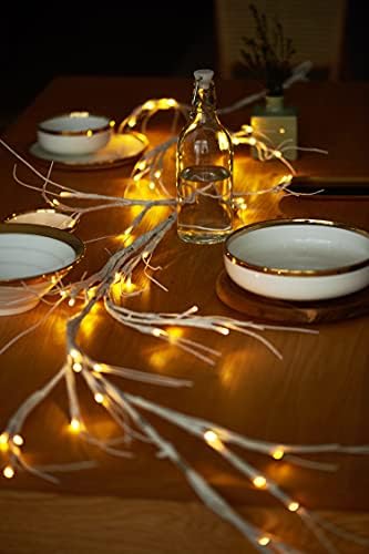 מייה חיים חג המולד ליבנה סניפים זר מחרוזת אורות 6 רגל 48 נוריות סוללה מופעל מואר טוויג גפן לחורף