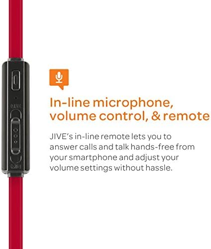 AT&T EBV01-אדום-רעש מבודד אוזניות עם פקדי מיקרופון ונפח מקוונים, אדום