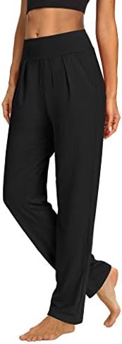 מכנסי יוגה של Sarin Mathews מכנסי יוגה קפלים רגל רחבה רופפת מכנסי טרקלין נוחים מכנסי טרנינג אימון לנשים עם