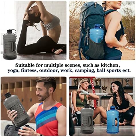 GIFUBOWA גדול 3 ליטר בקבוק מים מוטיבציוני עם סימון זמן - BPA חינם 3L כד מים גדולים אטומי דליפה מדי יום גשש שעה