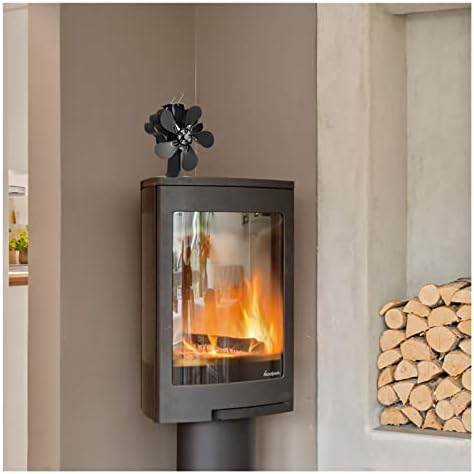 שחור 4 להבי בית תנור מאוורר 5 להבי חום מופעל מאוורר יעיל חום הפצה עבור עץ / יומן צורב בית חם חום