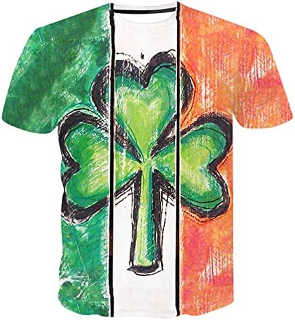 PDFBR St. Patrick's Day's חולצות גברים אדמה שרוול קצר שרוול ירוק גרפי גרפי צמרות גמדים מצחיקים שריר הדפסה