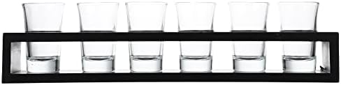 כוסות ויסקי לוקסשיני ירייה מחזיק מגש זכוכית מחזיק מגש זכוכית מחזיק 1 סט כוס זכוכית פרימיום עם כוס מתלה