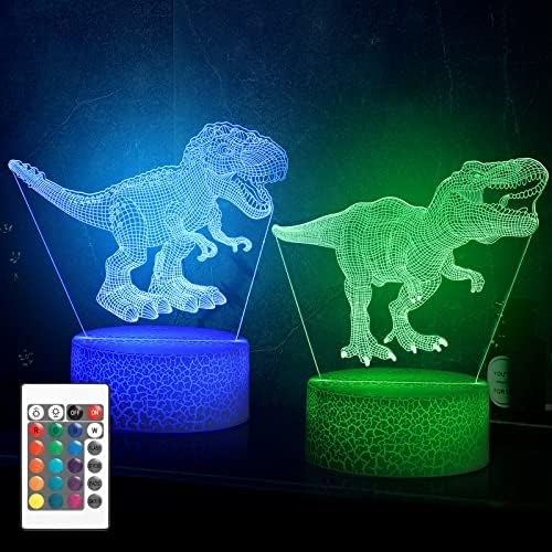 דינוזאור לילה אור לילדים, 16 צבעים לשינוי טי רקס 3 ד אשליה מנורה עם 2 דפוסים & מרחוק חכם מגע, שינה דקור חג המולד