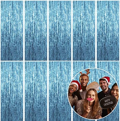 10 חבילה רדיד וילון רקע כחול מתכתי טינסל רדיד פרינג ' וילונות תא צילום אבזרי יום הולדת חתונת אירוסין תינוק מקלחת