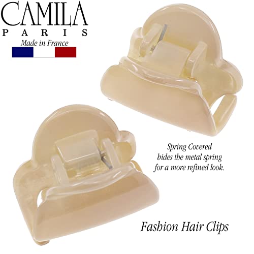 קמילה פריז 3480 קליפ שיער צרפתי לנשים, סט של 2 קליפים קטנים בצבע בז ' בנות טופר שיער אביזרי שיער עמידים