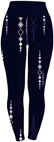 מכנסי יוגה כחולים לנשים נשים סגנון שבטי מודפסים חותלות מכנסי יוגה שחורים גבוהים לנשים ארוכות