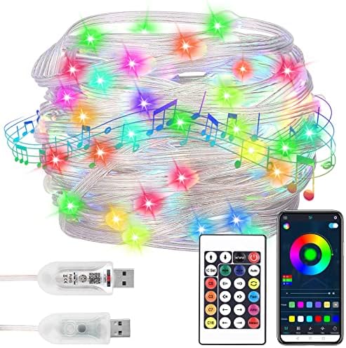 מתנות ליום האהבה USB מופעל 33ft 100 LED RGB צבע מחליף אורות פיות סולאריים חיצוניים אטומים למים עם אפליקציה