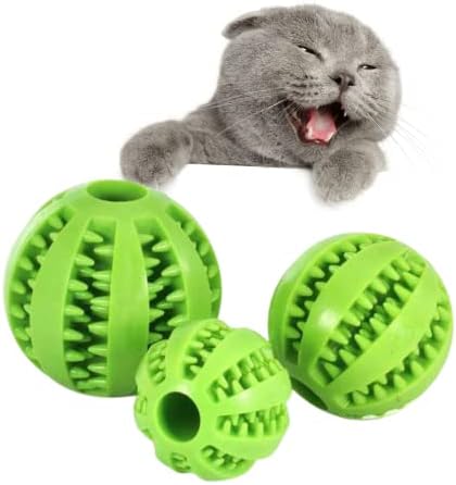 כדור כלבים עמיד, צעצועים לעיסה 2.8 אינץ '. כדור פאזל מנת משכל של כלבים, ניקוי שיני כלבים/לעיסה/משחק/אימונים,