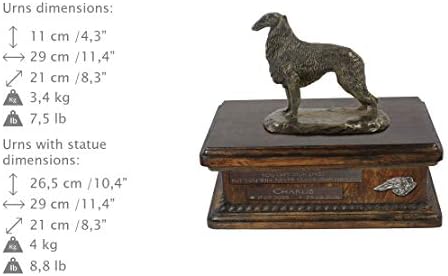 בורזוי עומד, כד עבור כלב אפר זיכרון עם פסל, לחיות מחמד של שם וציטוט-ארטדוג אישית