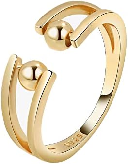 Inenimartj טבעת חרדה מתכווננת לנשים טבעת חרדה נגד גברים טבעות טבעות לחרדה טבעת חרדה עם חרוזים טבעת ספינר חרדה