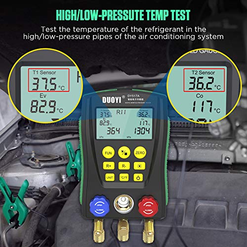 מד סעפת דיגיטלי הגדרת לחץ ובדיקת טמפ 'מבחן סעפת HVAC בדיקת דליפת לחץ דליפת מדדי קירור דיגיטלי מדדי