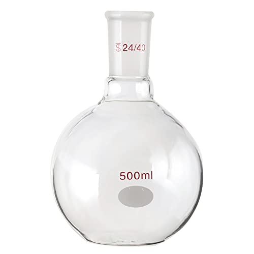 Adamas-Beta 1000 מל צוואר יחיד בקבוק תחתון שטוח עם זכוכית בורוסיליקט קיר כבד 24/40, זכוכית קיר כבד