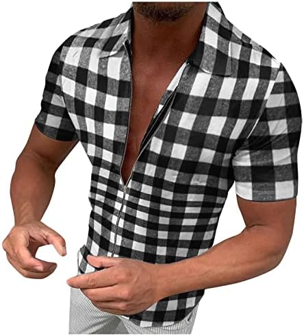 חולצות משובצות של Beuu לגברים, 2022 כפתור חולצה משובצת גברים בקיץ
